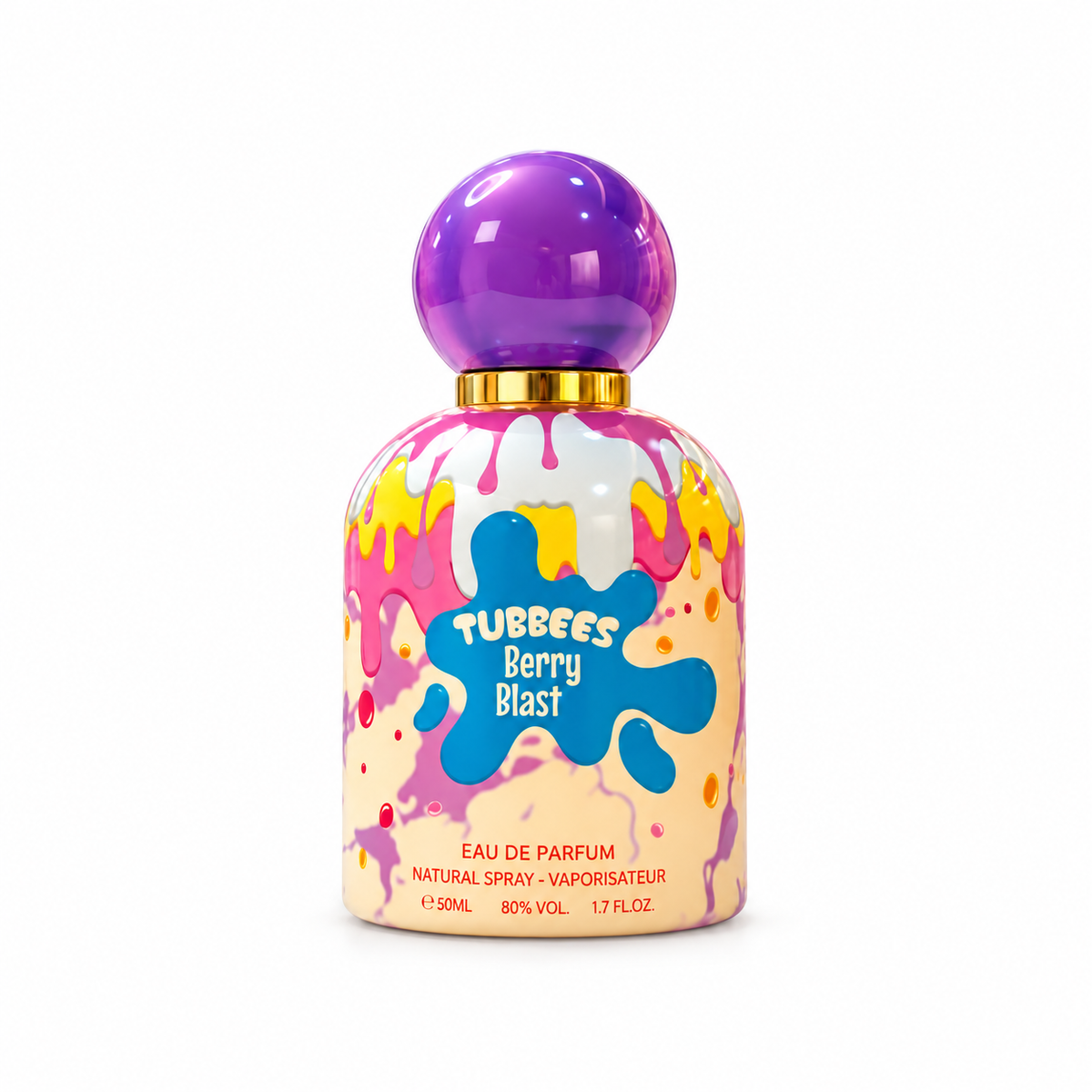 TUBBEES BERRY BLAST EDP 50ML bottle on white background